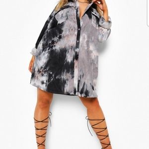 Plus Tye Dye Cord Oversized Shirt dress